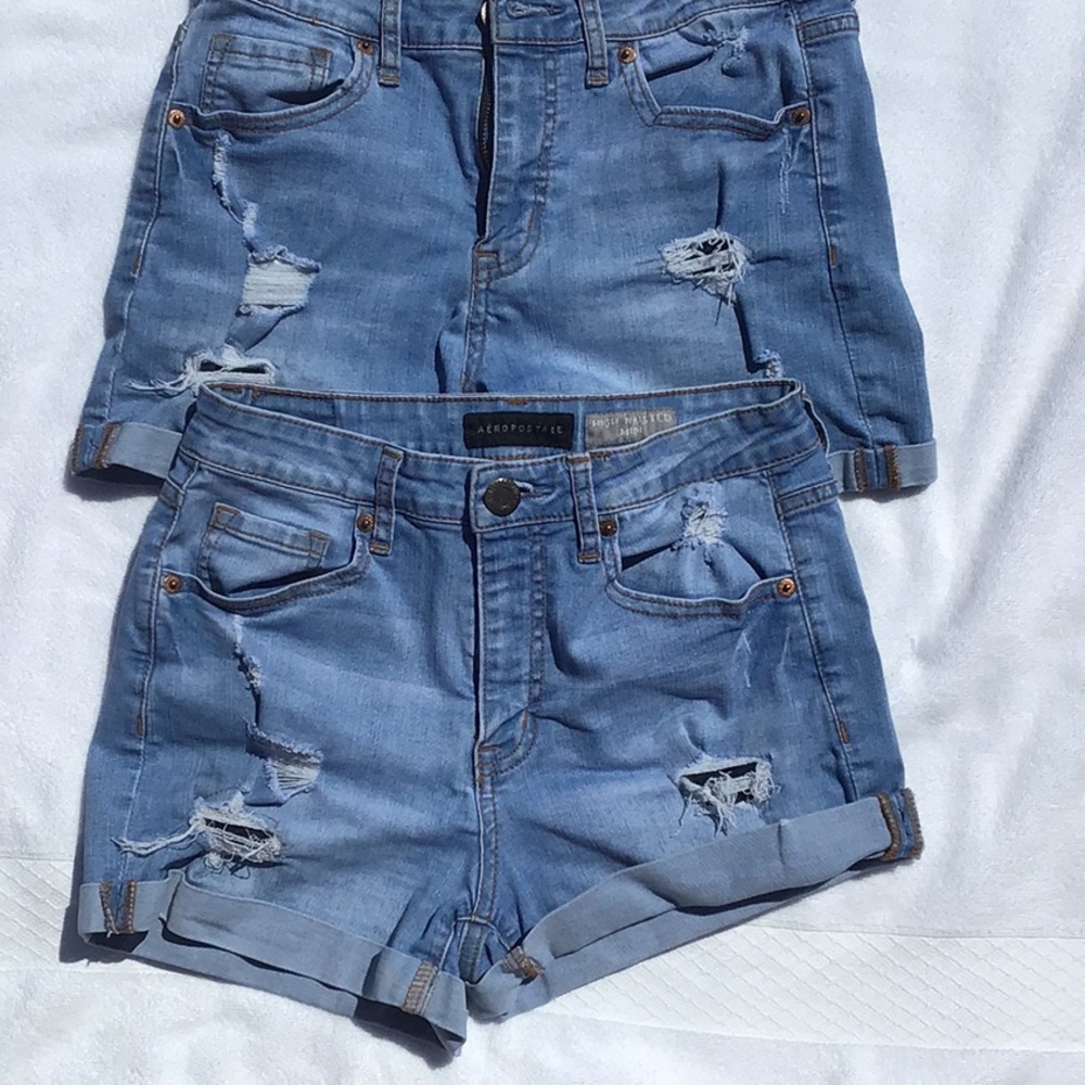 2 Aeropostale Distressed Rip Jean Shorts Size 6